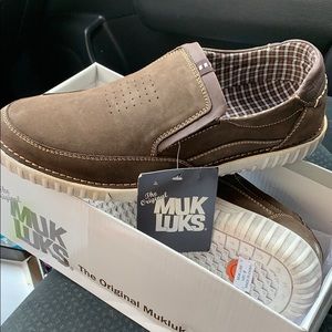 Brown leather slip on